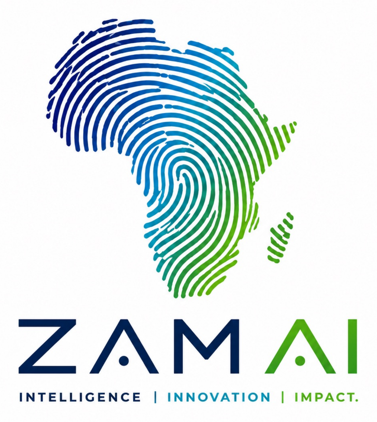 ZAM-AI logo with fingerprint map of Africa